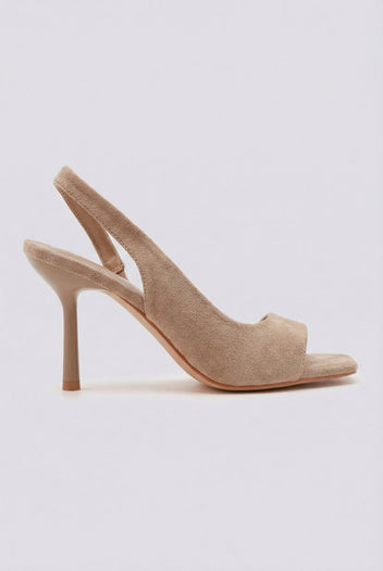 Ideal shoes - Slingback Stiletto Sandals - Beige Suede