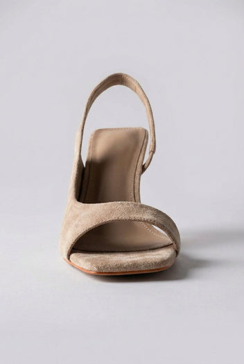 Ideal shoes - Slingback Stiletto Sandals - Beige Suede
