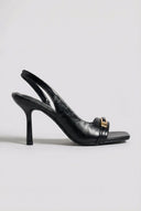 Ideal shoes - Slingback Stiletto Sandals - Black Matte