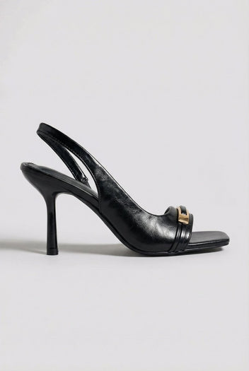 Ideal shoes - Slingback Stiletto Sandals - Black Matte