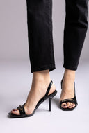 Ideal shoes - Slingback Stiletto Sandals - Black Matte