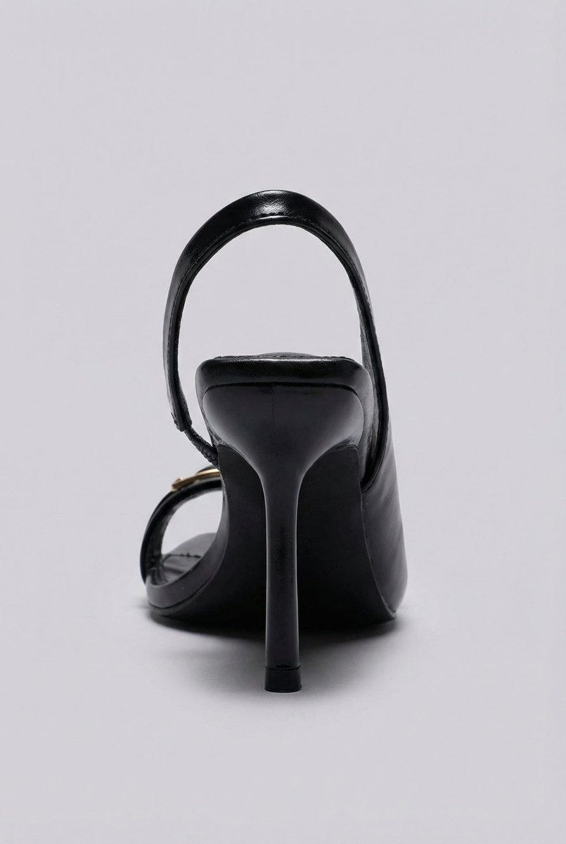 Ideal shoes - Slingback Stiletto Sandals - Black Matte