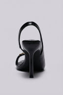 Ideal shoes - Slingback Stiletto Sandals - Black Matte