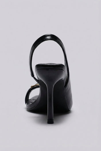 Ideal shoes - Slingback Stiletto Sandals - Black Matte