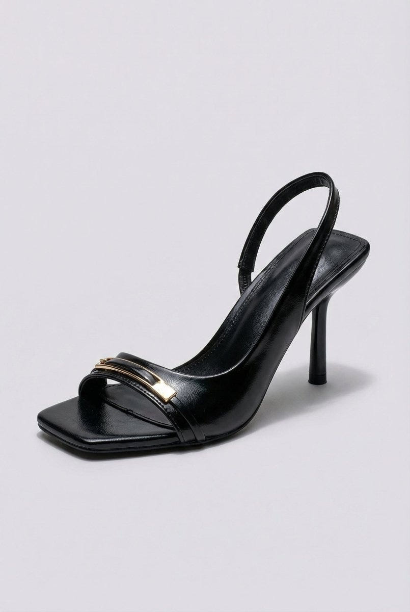 Ideal shoes - Slingback Stiletto Sandals - Black Matte