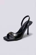 Ideal shoes - Slingback Stiletto Sandals - Black Matte