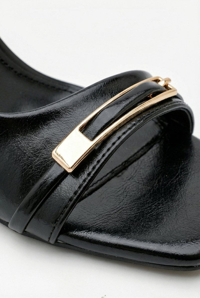 Ideal shoes - Slingback Stiletto Sandals - Black Matte