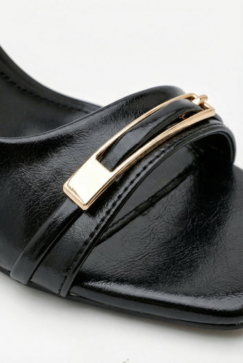Ideal shoes - Slingback Stiletto Sandals - Black Matte