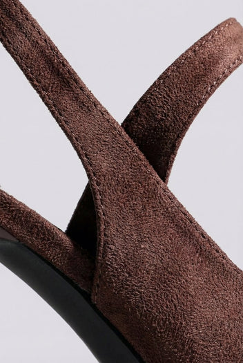 Ideal shoes - Slingback Stiletto Sandals - Brown Suede