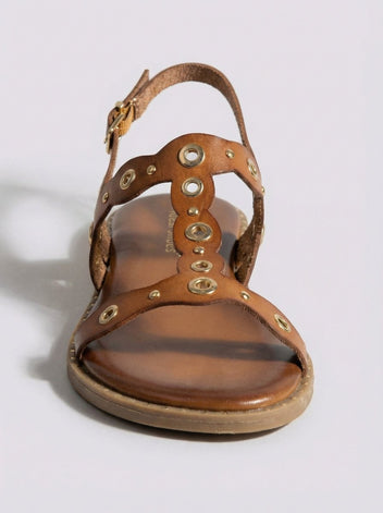 Ideal shoes - Slingback T Strap Sandals - Tan Matte