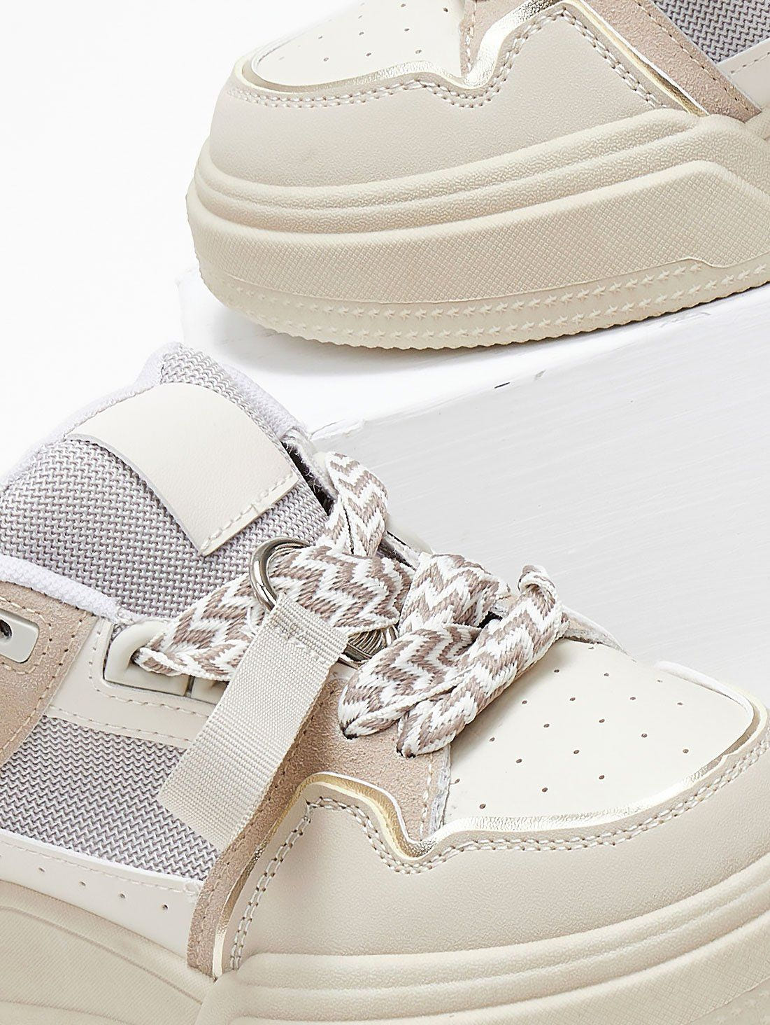 Sneakers chunky με φαρδιά κορδόνια - Μπεζ - thefashionproject.gr - MARQUIIZ