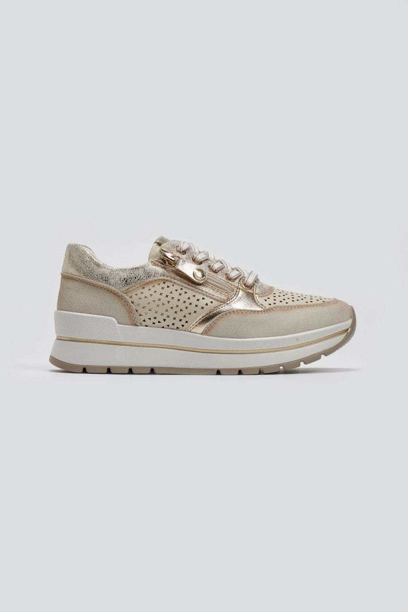 Sneakers chunky με φερμουάρ Xti 143729 - Μπεζ - thefashionproject.gr - Xti Footwear