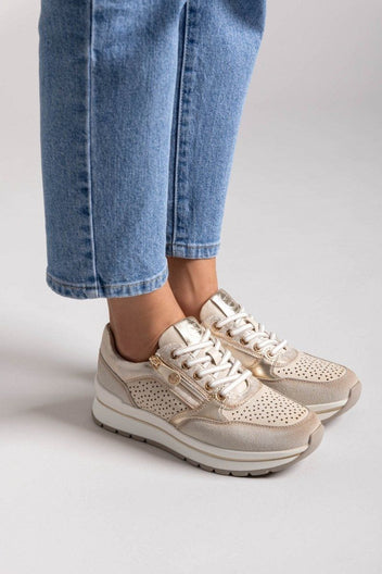 Sneakers chunky με φερμουάρ Xti 143729 - Μπεζ - thefashionproject.gr - Xti Footwear