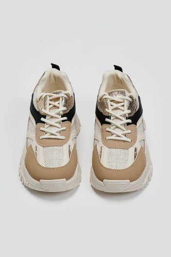 Sneakers chunky σε συνδυασμό υλικών ERYNN - Μπεζ - thefashionproject.gr - ERYNN