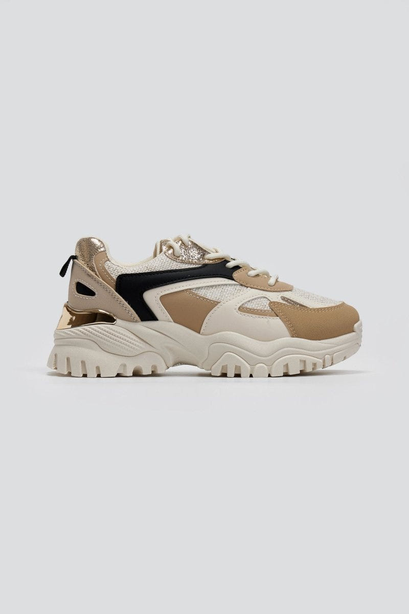 Sneakers chunky σε συνδυασμό υλικών ERYNN - Μπεζ - thefashionproject.gr - ERYNN
