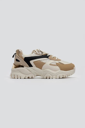 Sneakers chunky σε συνδυασμό υλικών ERYNN - Μπεζ - thefashionproject.gr - ERYNN