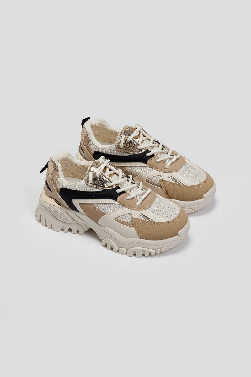 Sneakers chunky σε συνδυασμό υλικών ERYNN - Μπεζ - thefashionproject.gr - ERYNN