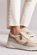 Sneakers chunky σε συνδυασμό υλικών Xti 143896 - Μπεζ - thefashionproject.gr - Xti Footwear