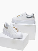 Sneakers flatforms με μεταλλικά στοιχεία - Ασημί - thefashionproject.gr - MARQUIIZ