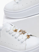 Sneakers flatforms με μεταλλικά στοιχεία - Ασημί - thefashionproject.gr - MARQUIIZ