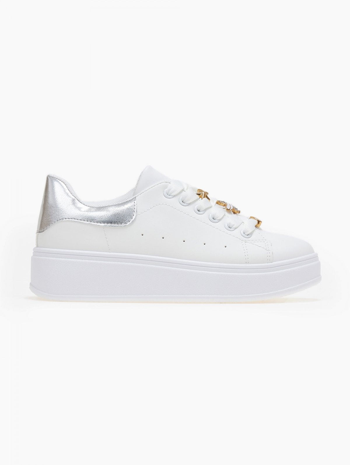 Sneakers flatforms με μεταλλικά στοιχεία - Ασημί - thefashionproject.gr - MARQUIIZ