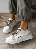 Sneakers flatforms με print στα κορδόνια