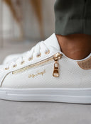 Sneakers με διακοσμητικό φερμουάρ - Λευκό/Χαλκό - thefashionproject.gr - The Fashion Project