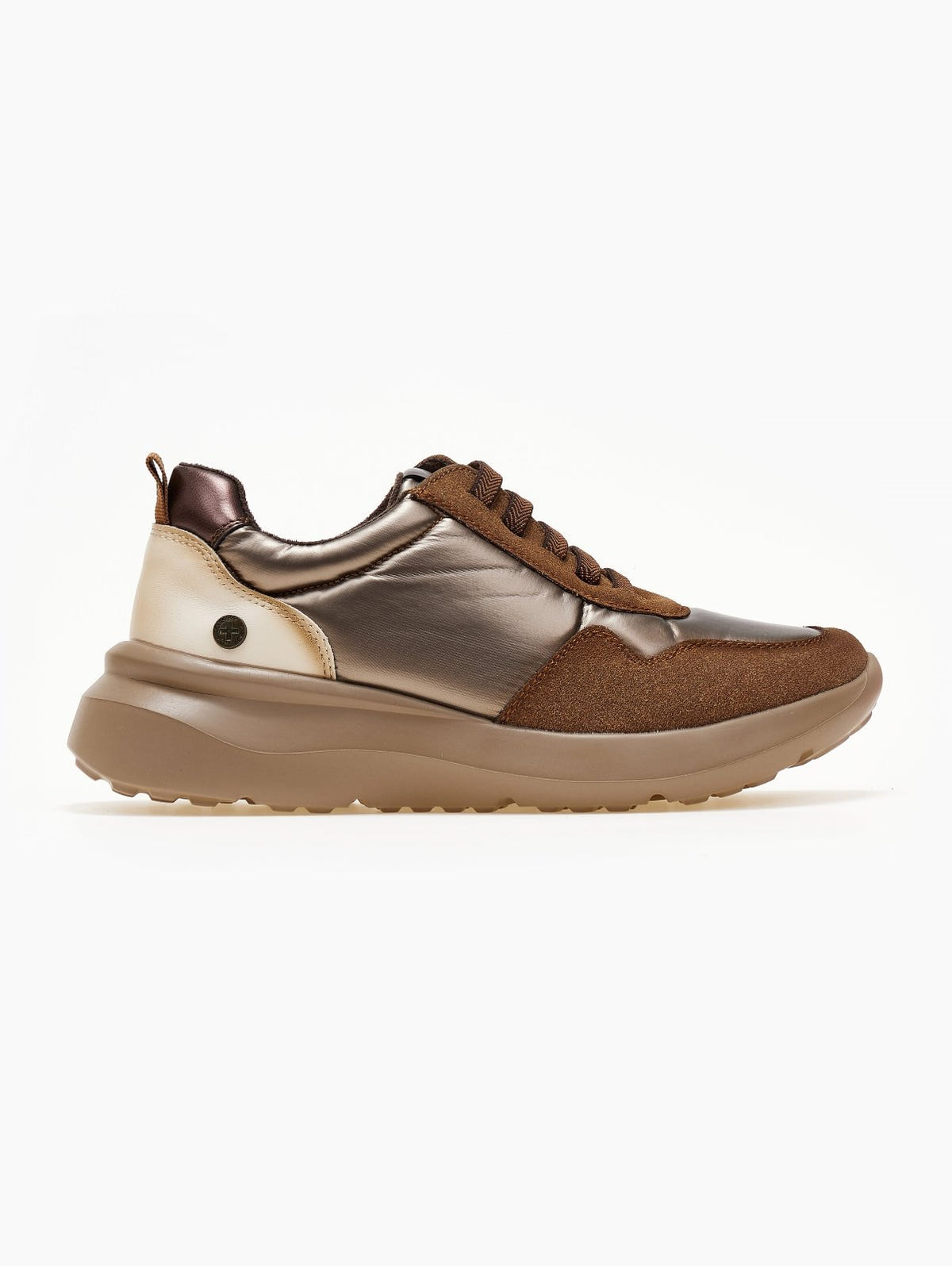 Sneakers με γυαλιστερό ύφασμα Xti 143359 - Καφέ - thefashionproject.gr - Xti Footwear