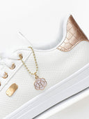 Sneakers με pattern και charm - Λευκό/Χαλκό - thefashionproject.gr - PLATO