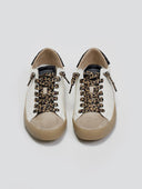 Sneakers με print στα κορδόνια - Μπεζ/Μαύρο - thefashionproject.gr - CORINA