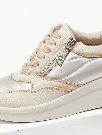 Sneakers με συνδιασμό υλικών Xti 143201 - Μπεζ - thefashionproject.gr - Xti Footwear