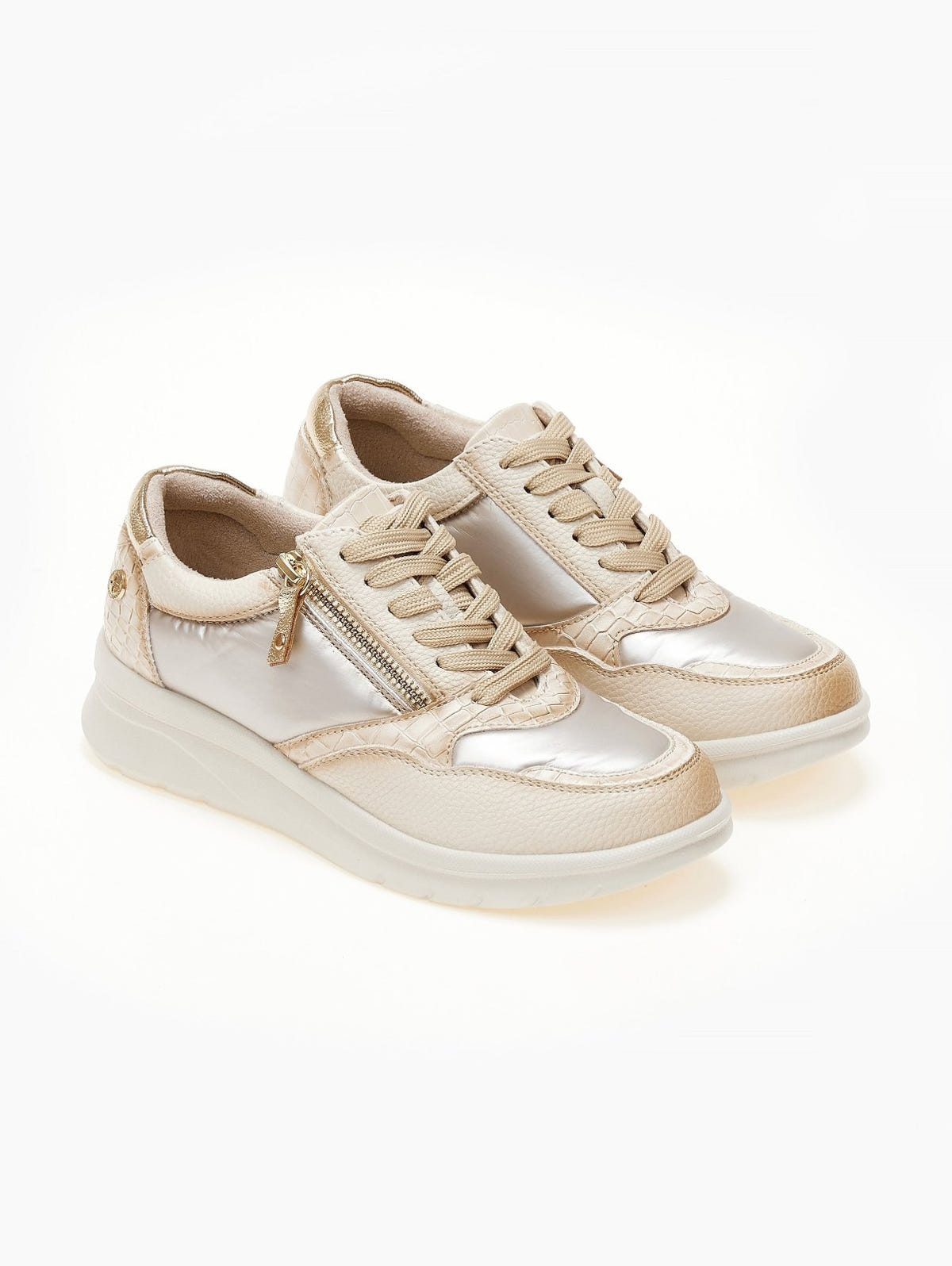 Sneakers με συνδιασμό υλικών Xti 143201 - Μπεζ - thefashionproject.gr - Xti Footwear