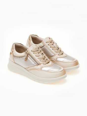 Sneakers με συνδιασμό υλικών Xti 143201 - Μπεζ - thefashionproject.gr - Xti Footwear