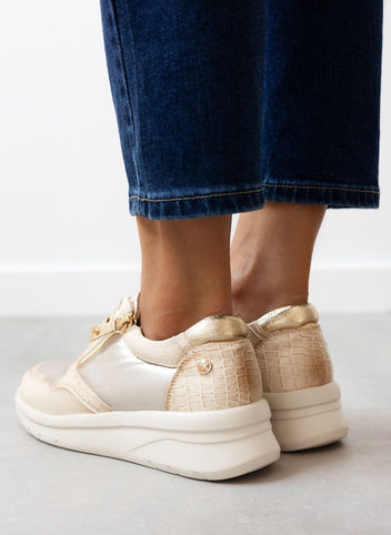 Sneakers με συνδιασμό υλικών Xti 143201 - Μπεζ - thefashionproject.gr - Xti Footwear