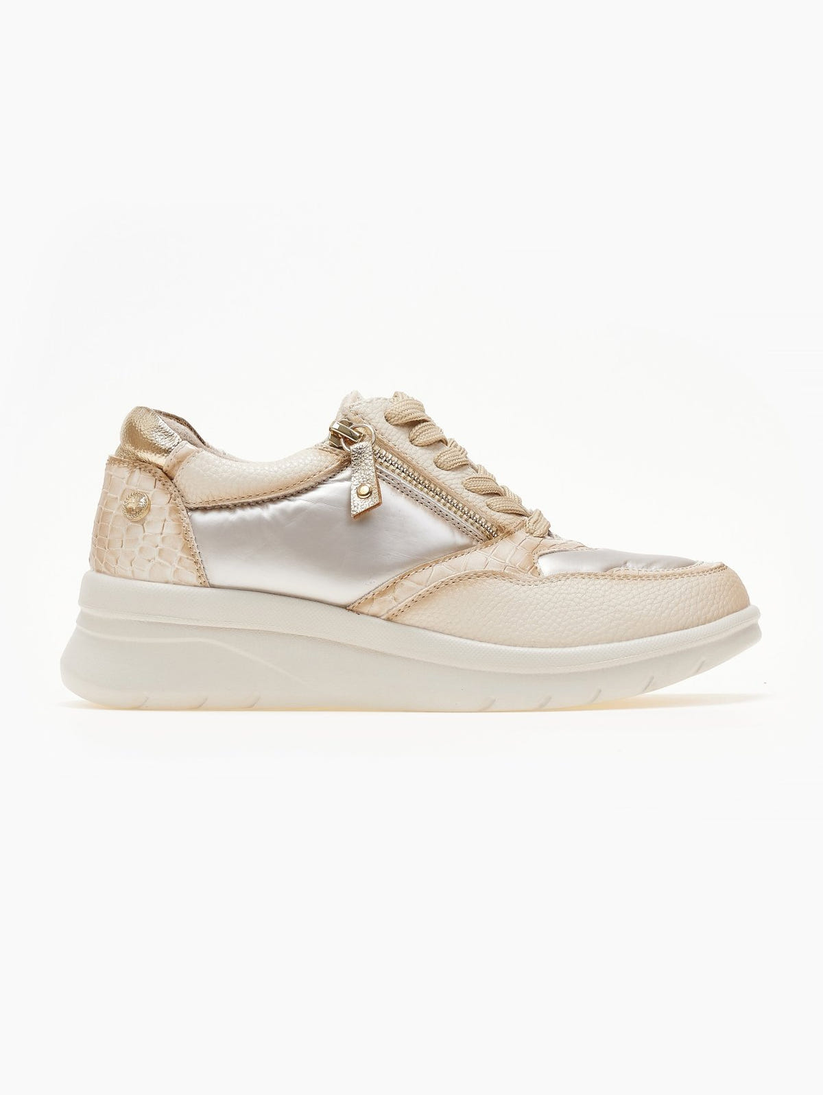 Sneakers με συνδιασμό υλικών Xti 143201 - Μπεζ - thefashionproject.gr - Xti Footwear