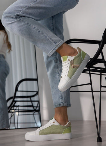 Sneakers με ύφασμα και glitter - Lime - thefashionproject.gr - ERYNN