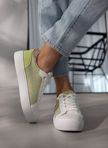 Sneakers με ύφασμα και glitter - Lime - thefashionproject.gr - ERYNN