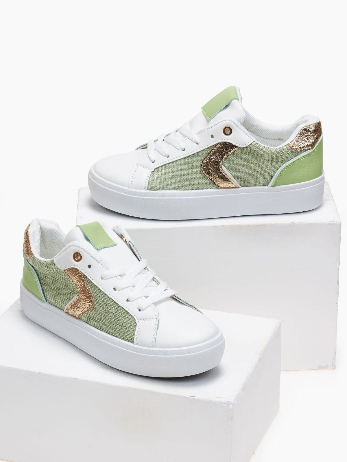 Sneakers με ύφασμα και glitter - Lime - thefashionproject.gr - ERYNN