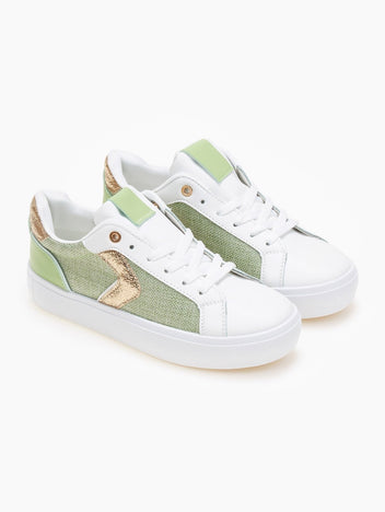 Sneakers με ύφασμα και glitter - Lime - thefashionproject.gr - ERYNN
