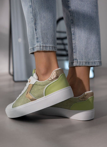 Sneakers με ύφασμα και glitter - Lime - thefashionproject.gr - ERYNN