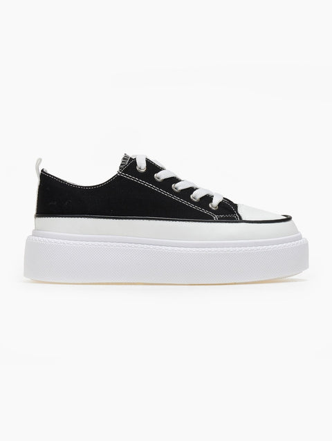 Canvas Platform Sneakers - Black
