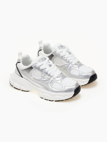 Sneakers σε συνδυασμό υλικών Xti 143260 - Ασημί - thefashionproject.gr - Xti Footwear