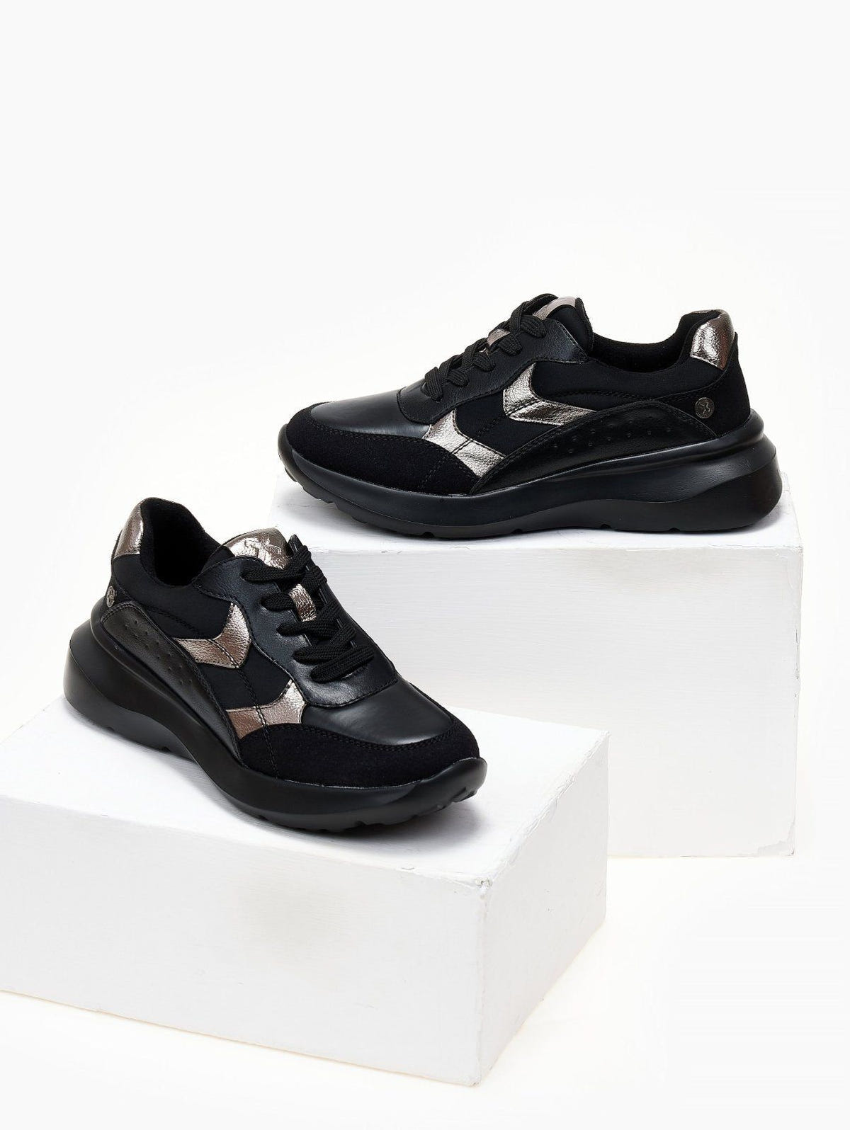 Sneakers σε συνδυασμό υλικών Xti 143363 - Μαύρο - thefashionproject.gr - Xti Footwear
