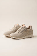 Refresh - Sneakers Side Zip Lace Up - Beige Suede