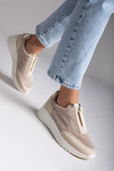 Sneakers slip on με φερμουάρ MARIAMARE - Μπεζ - thefashionproject.gr - MARIAMARE