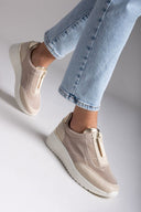 Sneakers slip on με φερμουάρ MARIAMARE - Μπεζ - thefashionproject.gr - MARIAMARE