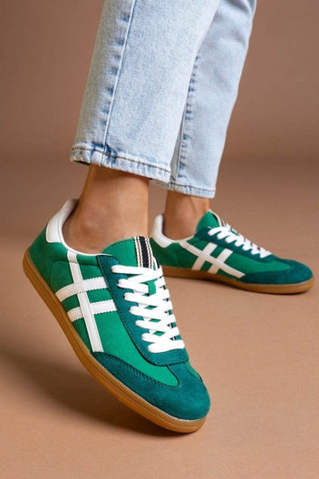 Sneakers suede με ρίγες CORINA - Πράσινο - thefashionproject.gr - CORINA