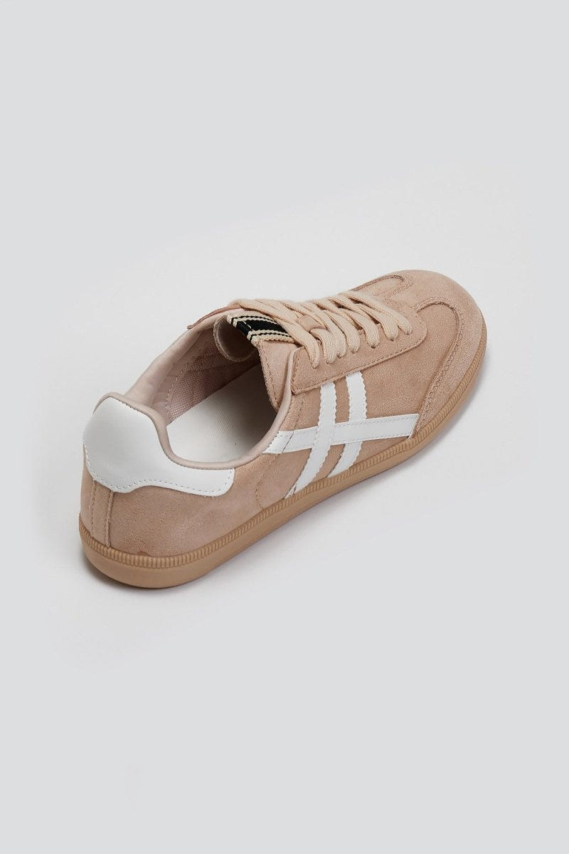 Sneakers suede με ρίγες CORINA - Σομόν - thefashionproject.gr - CORINA