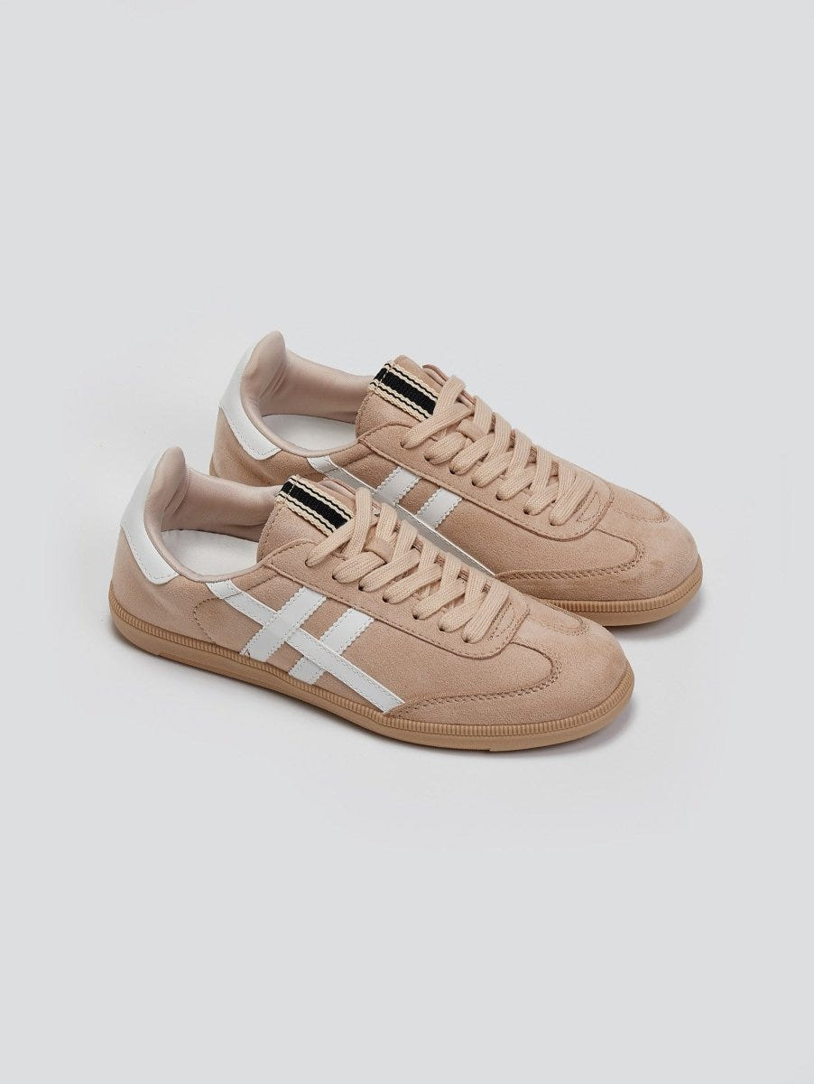 Sneakers suede με ρίγες CORINA - Σομόν - thefashionproject.gr - CORINA