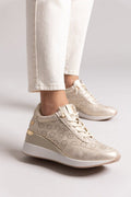 Sneakers wedges με διάτρητο σχέδιο Xti 143776 - Χρυσό - thefashionproject.gr - Xti Footwear